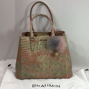 Brahmin multi color marbled ombré satchel shoulder bag